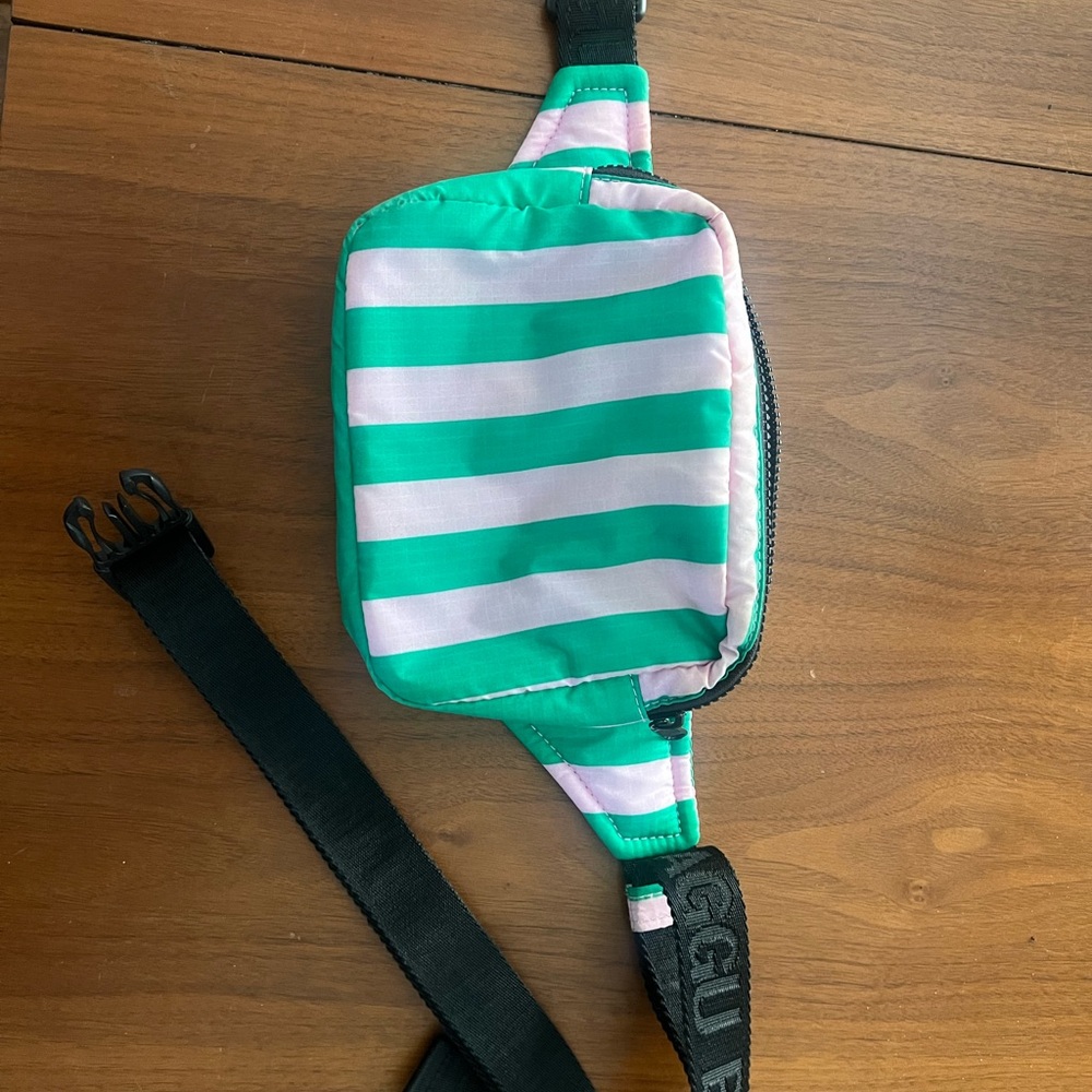 BAGGU Pink and Green Striped Crossbody Fanny pack puffy - Picture 2 of 6